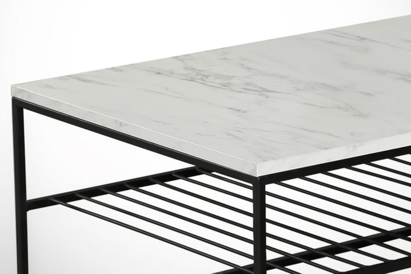 ALSBO Soffbord 95 cm med Förvaring Marmormönster Ribbor Vit/ - Möbler - Vardagsrum - Soffbord & vardagsrumsbord - Soffbord
