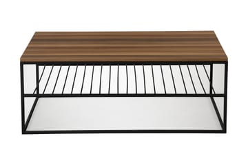 ALSBO Soffbord 95 cm med Hylla Ribbor Mörkbrun/Svart