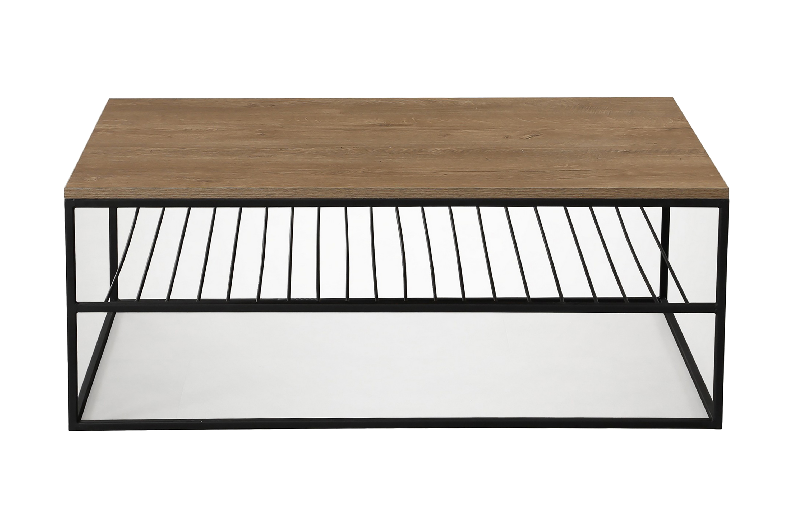 alsbo soffbord 95 cm med hyllor ribbor brun/svart - brun/ek