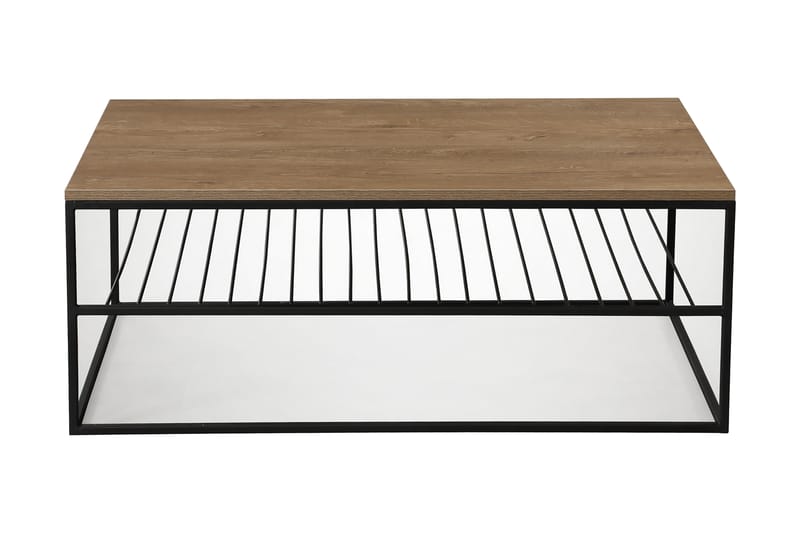 ALSBO Soffbord 95 cm med Hyllor Ribbor Brun/Svart - Brun/Ek - Möbler - Vardagsrum - Soffbord & vardagsrumsbord - Soffbord