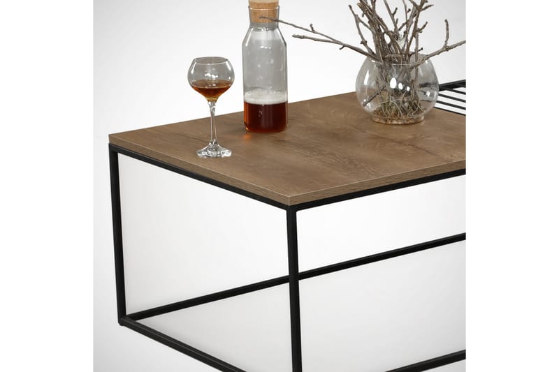 ALSBO Soffbord 95 cm Ribbor Brun/Svart - Ek/Brun - Möbler - Vardagsrum - Soffbord & vardagsrumsbord - Soffbord