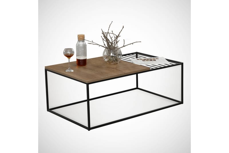 ALSBO Soffbord 95 cm Ribbor Brun/Svart - Ek/Brun - Möbler - Vardagsrum - Soffbord & vardagsrumsbord - Soffbord
