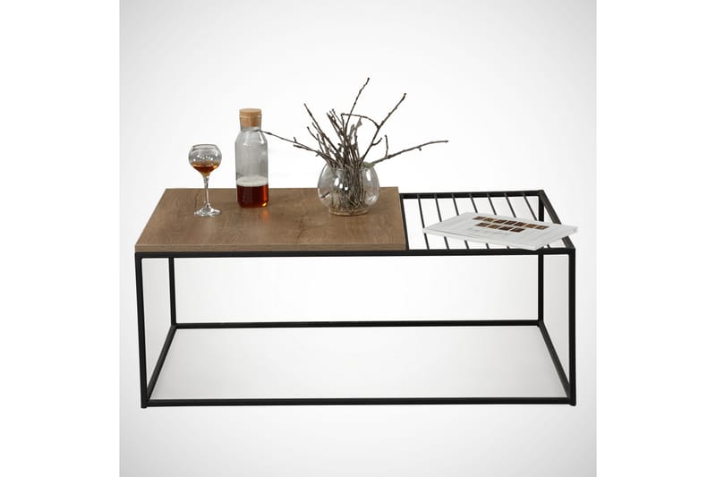 ALSBO Soffbord 95 cm Ribbor Brun/Svart - Ek/Brun - Möbler - Vardagsrum - Soffbord & vardagsrumsbord - Soffbord