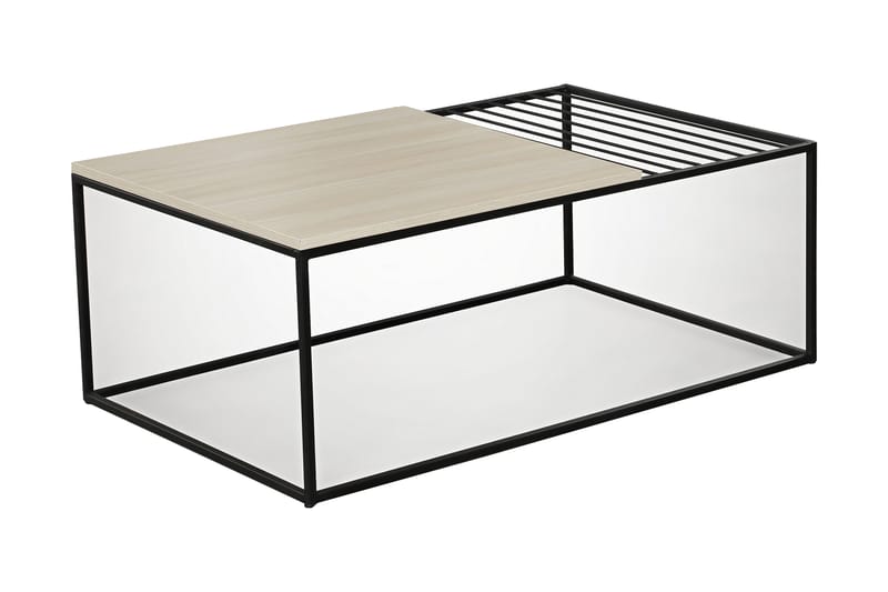 ALSBO Soffbord 95 cm Ribbor Ljusbrun/Svart - Beige - Möbler - Vardagsrum - Soffbord & vardagsrumsbord - Soffbord