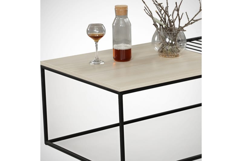 ALSBO Soffbord 95 cm Ribbor Ljusbrun/Svart - Beige - Möbler - Vardagsrum - Soffbord & vardagsrumsbord - Soffbord