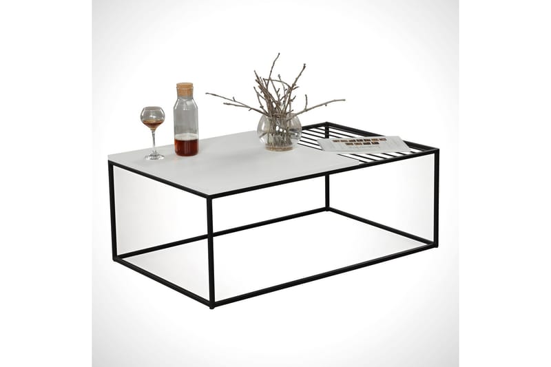 ALSBO Soffbord 95 cm Ribbor Vit/Svart - Möbler - Vardagsrum - Soffbord & vardagsrumsbord - Soffbord