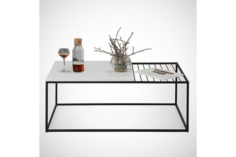 ALSBO Soffbord 95 cm Ribbor Vit/Svart - Möbler - Vardagsrum - Soffbord & vardagsrumsbord - Soffbord