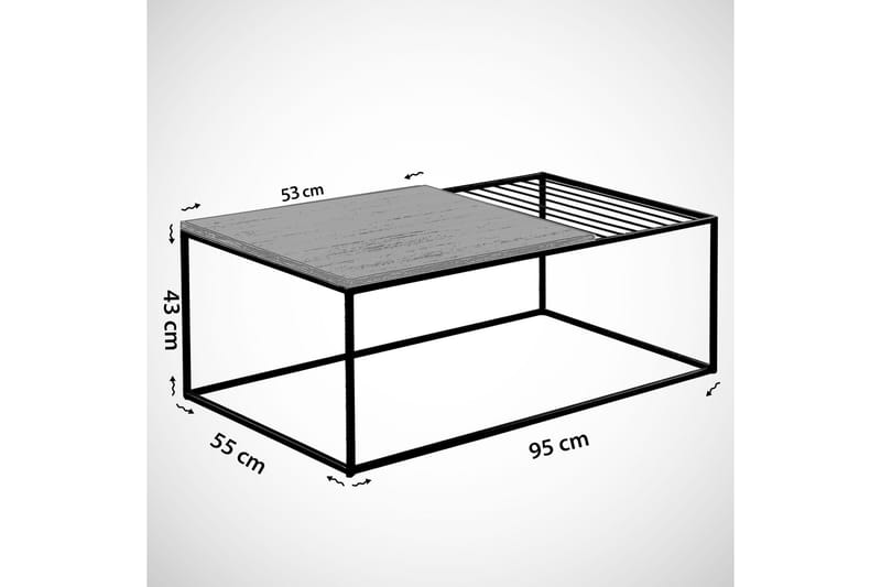 ALSBO Soffbord 95 cm Ribbor Vit/Svart - Möbler - Vardagsrum - Soffbord & vardagsrumsbord - Soffbord