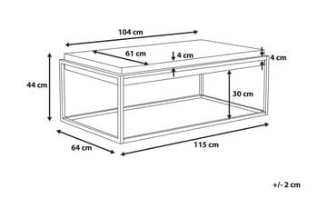 Altos Rektangulärt Soffbord 64 cm i Trä och Metall med Betongeffekt - Grå - Möbler - Vardagsrum - Soffbord & vardagsrumsbord - Soffbord