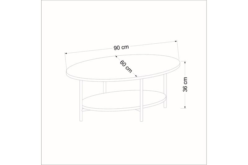 ARSHAN Soffbord 90 cm Ek/Vit - Soffbord - Bord