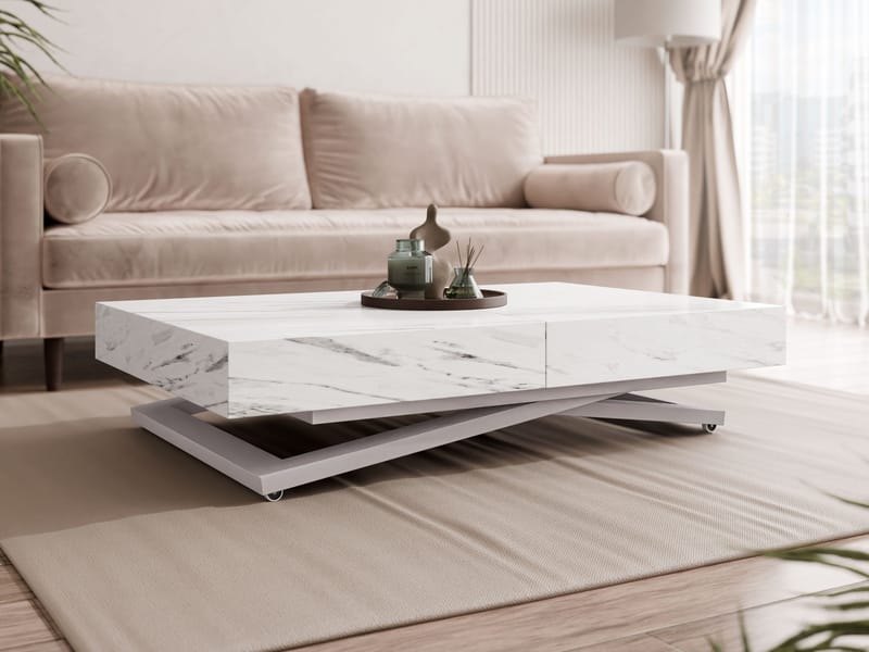 Avendi Soffbord 120 cm - Silver, vit marmor - Möbler - Vardagsrum - Soffbord & vardagsrumsbord - Soffbord