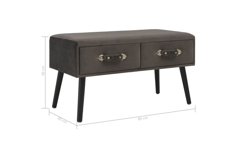 Bänk med lådor 80 cm grå sammet - Grå - Möbler - Vardagsrum - Soffbord & vardagsrumsbord - Soffbord