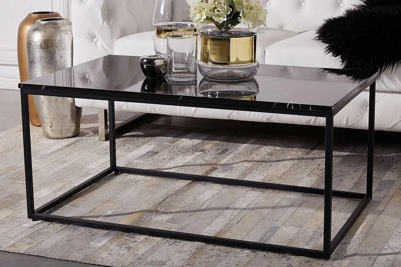 Barreras Soffbord 100 cm Marmormönster - Svart - Möbler - Vardagsrum - Soffbord & vardagsrumsbord - Soffbord