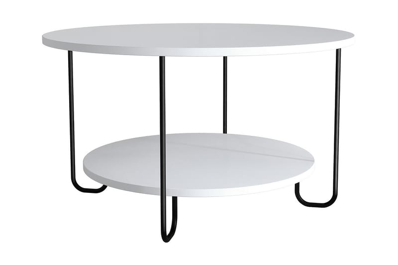 BEDDINGESTRAND Soffbord 80 cm Runt med Förvaring Hylla Vit/S - Möbler - Vardagsrum - Soffbord & vardagsrumsbord - Soffbord