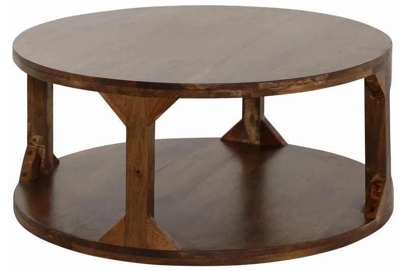 Beetham Soffbord 60 cm Runt med Förvaring Hylla - Mangoträ/Valnötsbrun - Möbler - Vardagsrum - Soffbord & vardagsrumsbord - Soffbord