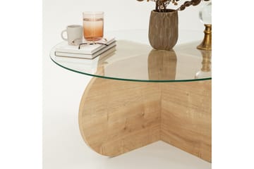 Bengul 75 cm Runt Soffbord i Glas med Träunderrede - Klar - Möbler - Vardagsrum - Soffbord & vardagsrumsbord - Soffbord