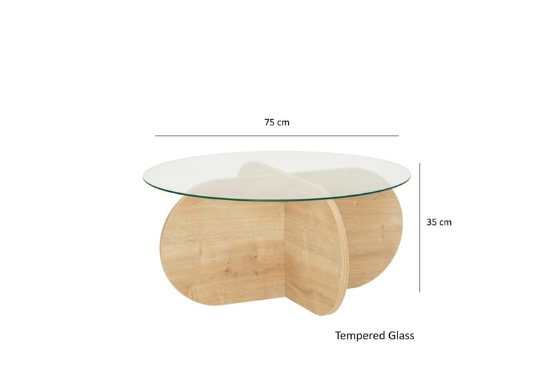 Bengul 75 cm Runt Soffbord i Glas med Träunderrede - Klar - Möbler - Vardagsrum - Soffbord & vardagsrumsbord - Soffbord