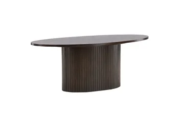 Bianca 120 cm Ovalt Soffbord i Trä med Räfflad Pelarfot - Brun - Möbler - Vardagsrum - Soffbord & vardagsrumsbord - Soffbord