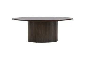 Bianca 120 cm Ovalt Soffbord i Trä med Räfflad Pelarfot - Brun - Möbler - Vardagsrum - Soffbord & vardagsrumsbord - Soffbord