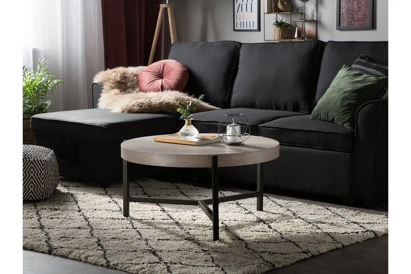 Boneti Soffbord 80 cm Runt, Brungrå/Svart