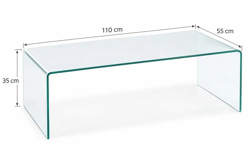 Bonisiolo Rektangulärt Soffbord 110x55 cm i Böjt Glas - Transparent - Möbler - Vardagsrum - Soffbord & vardagsrumsbord - Soffbord