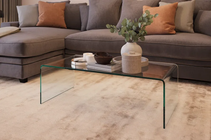Bonisiolo Rektangulärt Soffbord 110x55 cm i Böjt Glas - Transparent - Möbler - Vardagsrum - Soffbord & vardagsrumsbord - Soffbord