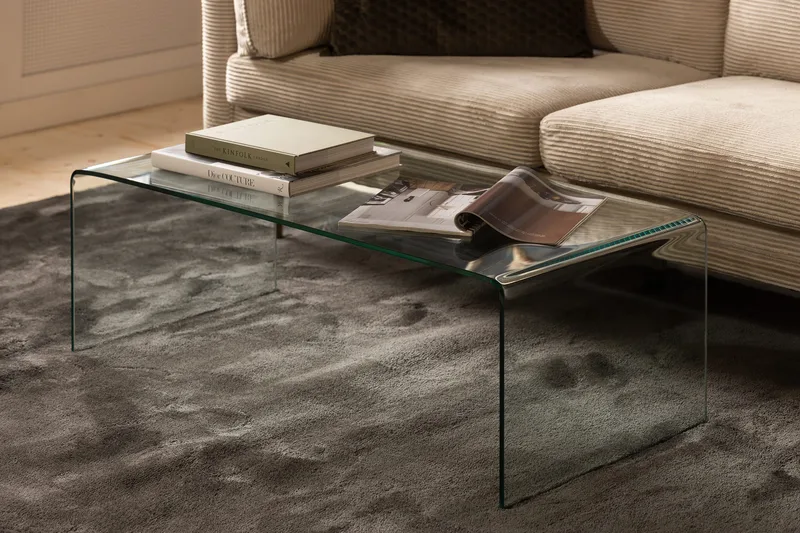 Bonisiolo Rektangulärt Soffbord 110x55 cm i Böjt Glas - Transparent - Möbler - Vardagsrum - Soffbord & vardagsrumsbord - Soffbord