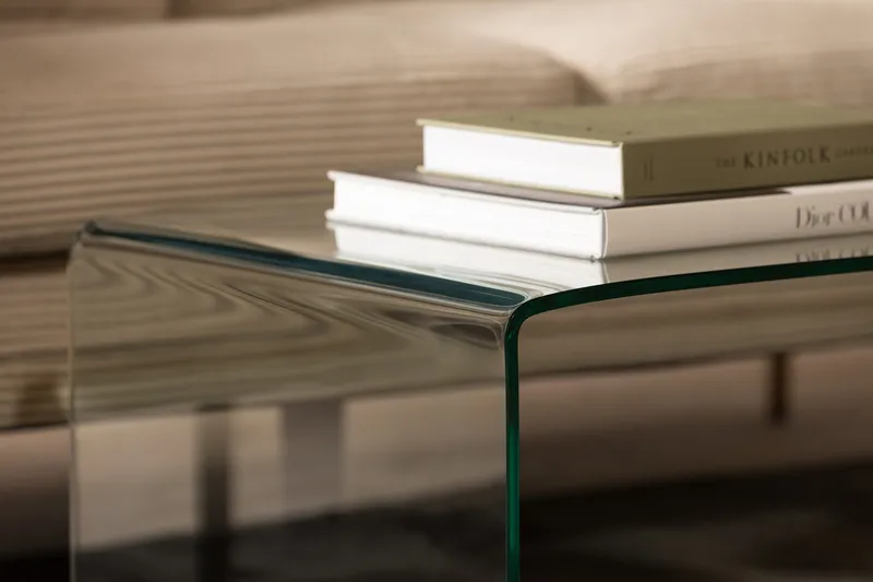 Bonisiolo Rektangulärt Soffbord 110x55 cm i Böjt Glas - Transparent - Möbler - Vardagsrum - Soffbord & vardagsrumsbord - Soffbord