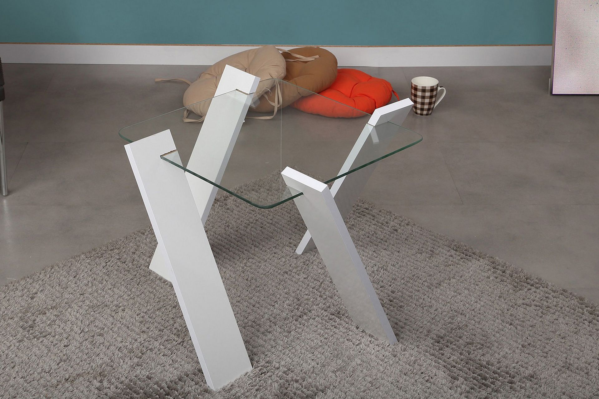 BRADLEY MINI Soffbord 57 cm Glas/Vit - Möbler - Vardagsrum - Soffbord & vardagsrumsbord - Soffbord