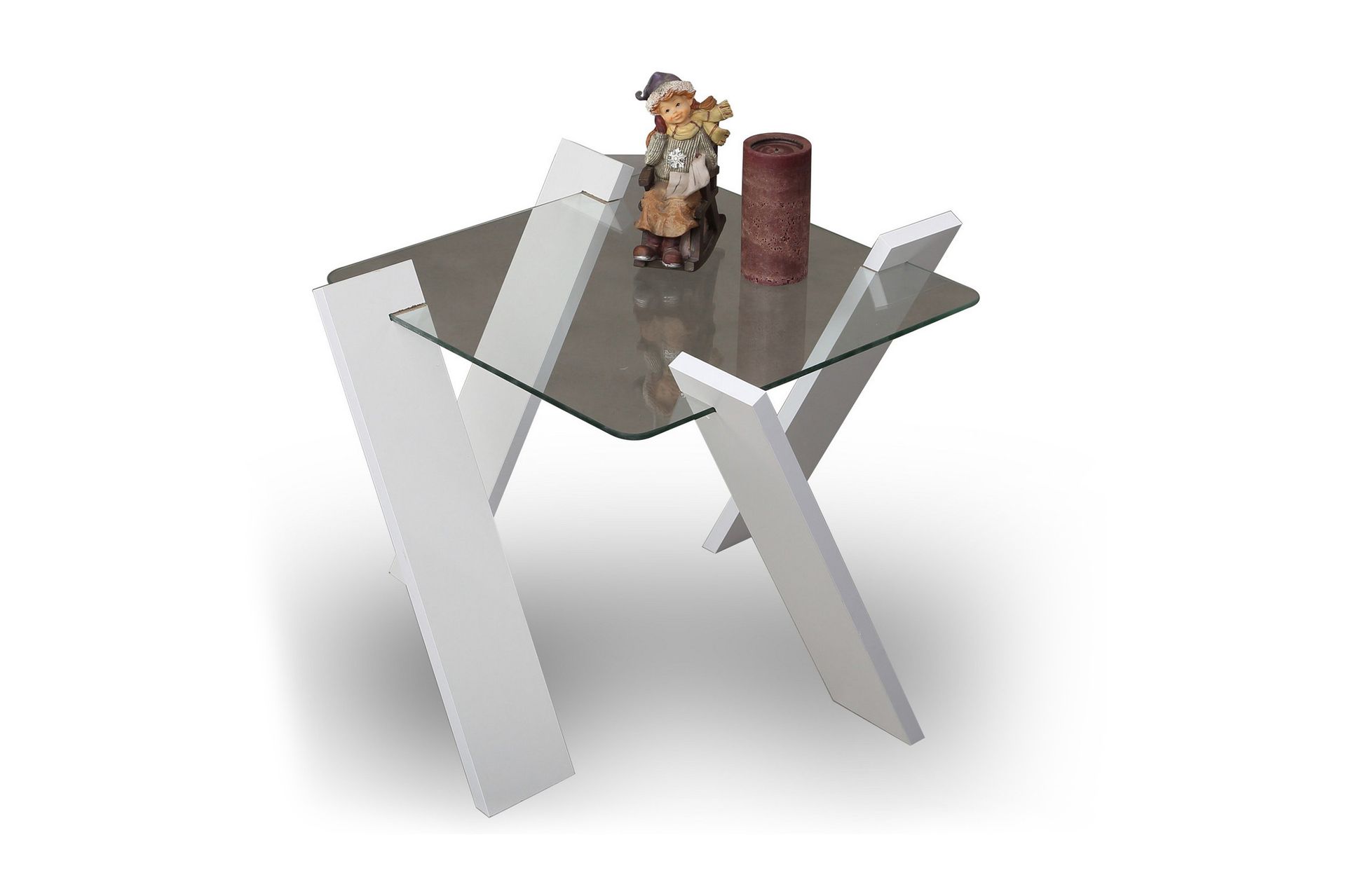 BRADLEY MINI Soffbord 57 cm Glas/Vit - Möbler - Vardagsrum - Soffbord & vardagsrumsbord - Soffbord