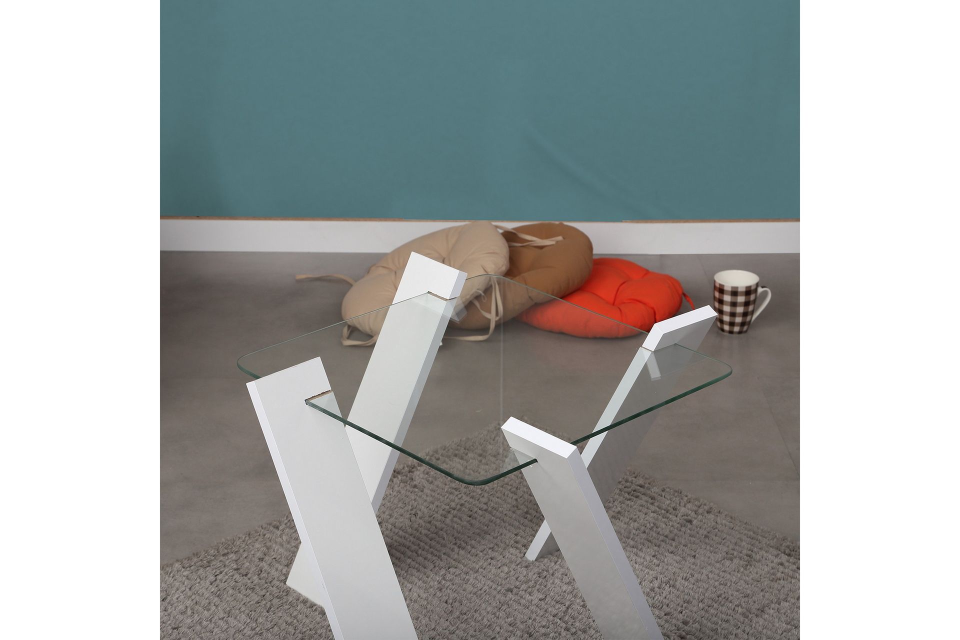 BRADLEY MINI Soffbord 57 cm Glas/Vit - Möbler - Vardagsrum - Soffbord & vardagsrumsbord - Soffbord