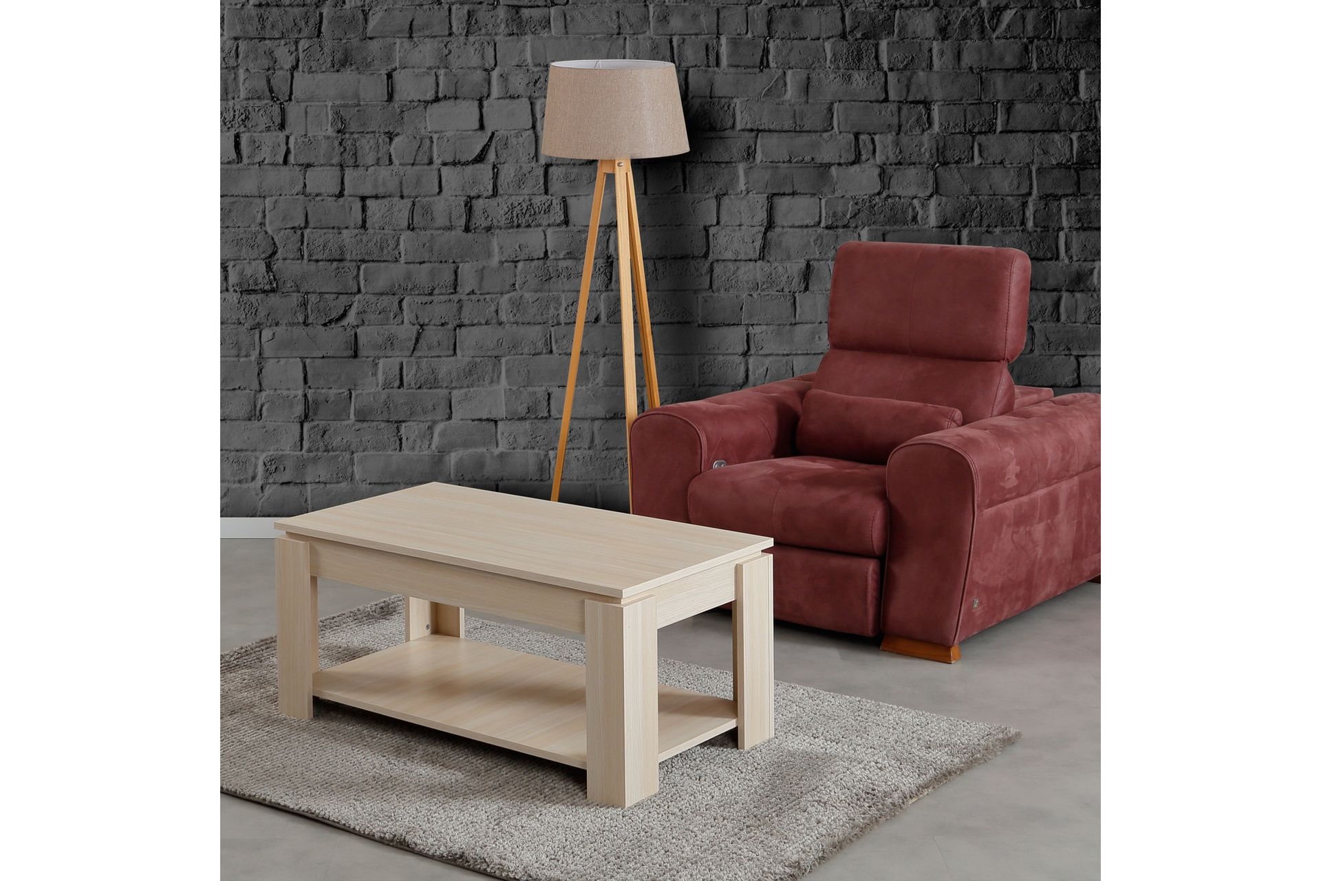 BRADLEY Soffbord 104 cm med Förvaring Hylla Ljus Ekfärg - Ljus Ek - Möbler - Vardagsrum - Soffbord & vardagsrumsbord - Soffbord