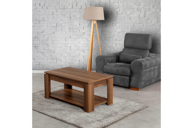 BRADLEY Soffbord 104 cm med Förvaring Hylla Valnötsbrun - Valnöt - Möbler - Vardagsrum - Soffbord & vardagsrumsbord - Soffbord
