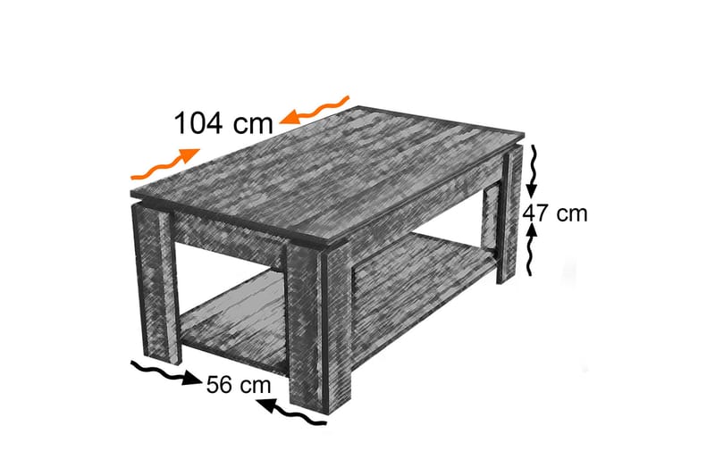 BRADLEY Soffbord 104 cm med Förvaring Hylla Vit - Vit - Soffbord - Bord