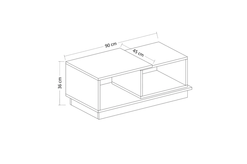 Broceni Soffbord 90 cm med Förvaring Hyllor - Antracit/Natur - Möbler - Vardagsrum - Soffbord & vardagsrumsbord - Soffbord