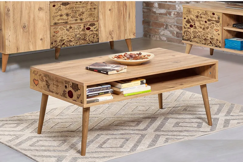 Brokind Soffbord 110 cm med Förvaring Hylla Fåglar - Natur - Möbler - Vardagsrum - Soffbord & vardagsrumsbord - Soffbord