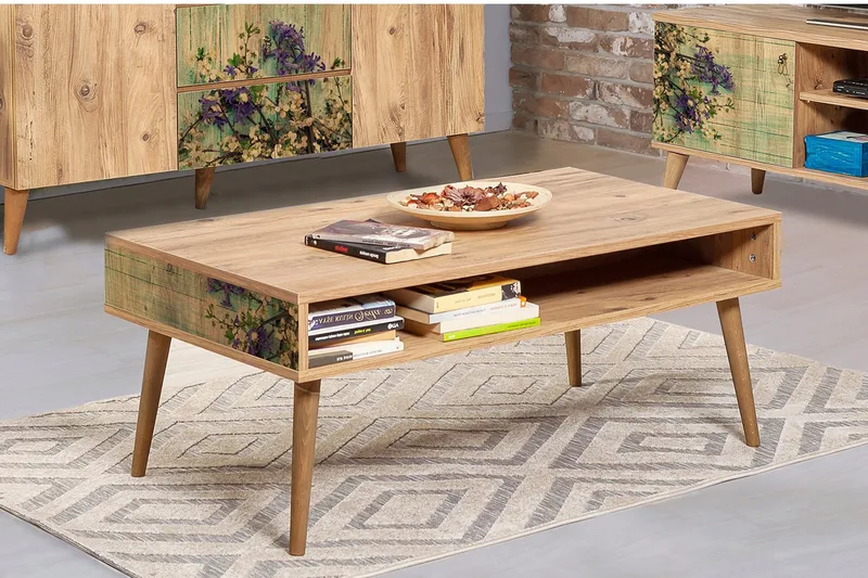 Brokind Soffbord 110 cm med Förvaring Hylla - Natur/Grön - Möbler - Vardagsrum - Soffbord & vardagsrumsbord - Soffbord