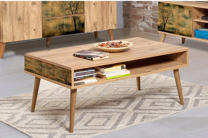 Brokind Soffbord 110 cm med Förvaring Hylla Träd - Natur - Möbler - Vardagsrum - Soffbord & vardagsrumsbord - Soffbord