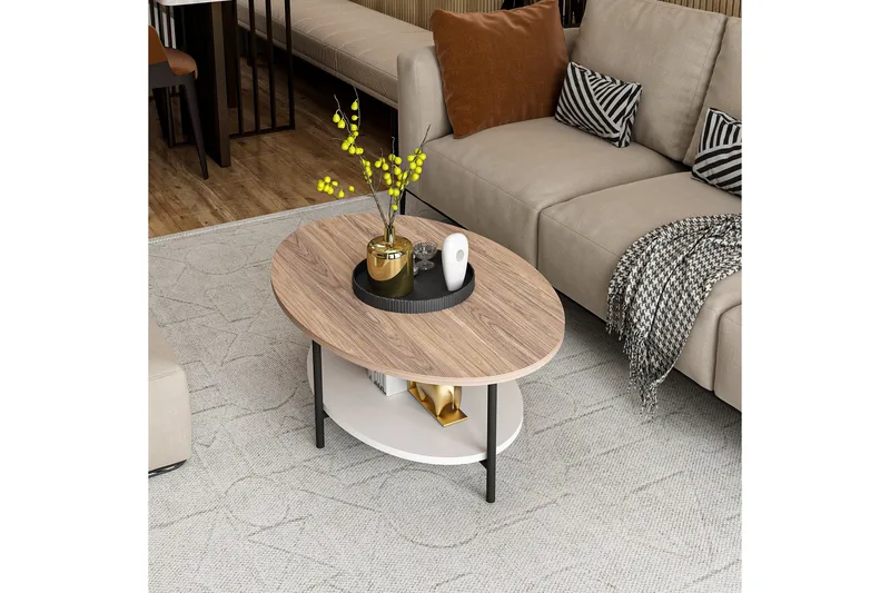 Burata Soffbord 90 cm - Ek/Vit - Möbler - Vardagsrum - Soffbord & vardagsrumsbord - Soffbord