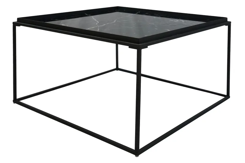 Burwick Soffbord 80 cm Marmormönster Kvadratisk - Svart - Möbler - Vardagsrum - Soffbord & vardagsrumsbord - Soffbord