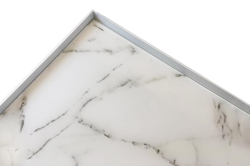 Burwick Soffbord 80 cm Marmormönster Rektangulär - Vit/Brun - Möbler - Vardagsrum - Soffbord & vardagsrumsbord - Soffbord