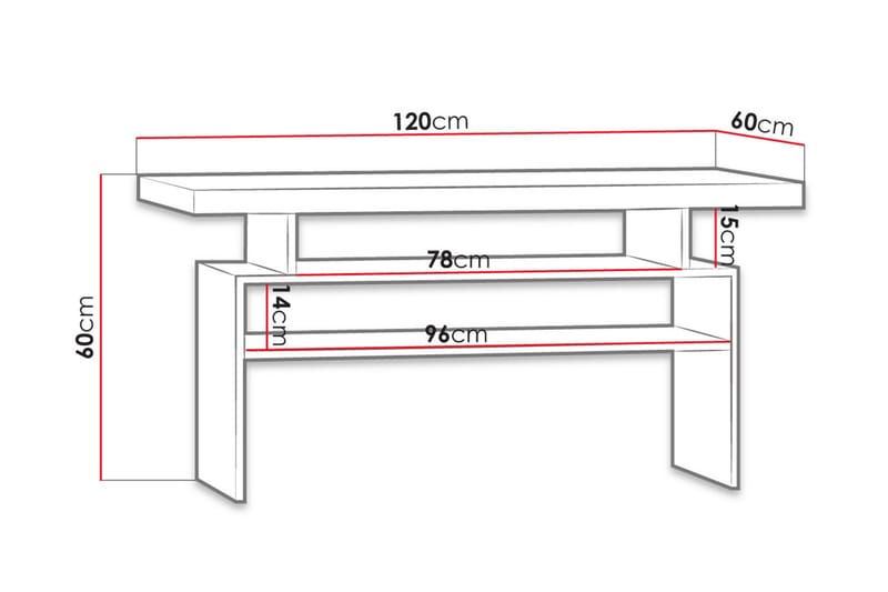 CAMBY Soffbord 120 cm med Förvaring Hyllor Ljus Ask - Beige/Brun - Möbler - Vardagsrum - Soffbord & vardagsrumsbord - Soffbord
