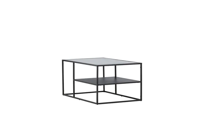 Campinas Rektangulärt Soffbord med Hylla i Glas och Metall - Genomskinlig - Möbler - Vardagsrum - Soffbord & vardagsrumsbord - Soffbord