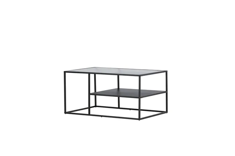 Campinas Rektangulärt Soffbord med Hylla i Glas och Metall - Genomskinlig - Möbler - Vardagsrum - Soffbord & vardagsrumsbord - Soffbord