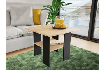 Carnew 60 cm Kvadratiskt Soffbord med Hylla i Mörkt Trä - Svart - Möbler - Vardagsrum - Soffbord & vardagsrumsbord - Soffbord