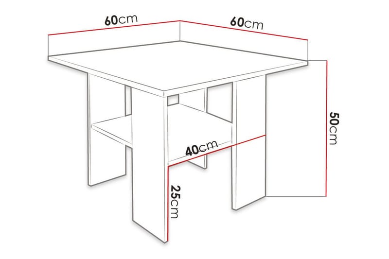 Carnew 60 cm Kvadratiskt Soffbord med Hylla i Mörkt Trä - Svart - Möbler - Vardagsrum - Soffbord & vardagsrumsbord - Soffbord