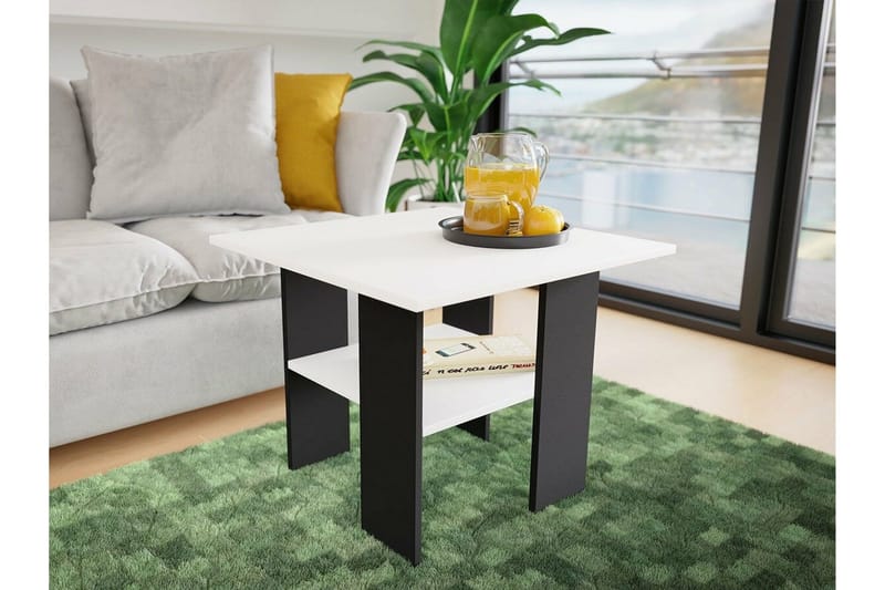 Carnew Kvadratiskt Soffbord 60 cm med Hyllor i Målat Trä - Vit - Möbler - Vardagsrum - Soffbord & vardagsrumsbord - Soffbord