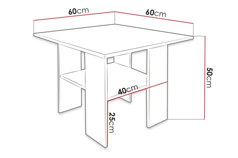 Carnew Kvadratiskt Soffbord 60 cm med Hyllor i Målat Trä - Vit - Möbler - Vardagsrum - Soffbord & vardagsrumsbord - Soffbord