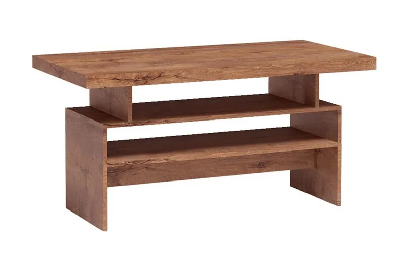 Castillia Soffbord 120 cm med Förvaring Hyllor, Ljus Ask