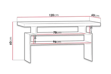 Castillia Soffbord 120 cm med Förvaring Hyllor - Ljus Ask - Möbler - Vardagsrum - Soffbord & vardagsrumsbord - Soffbord